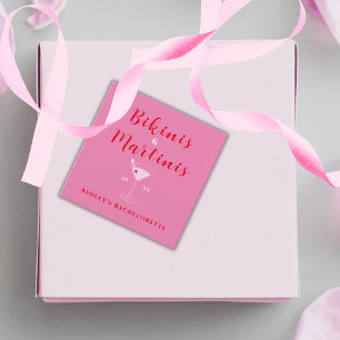 Bikinis Och Martinis Rosa & Röd Möhippa Gåvor Etiketter