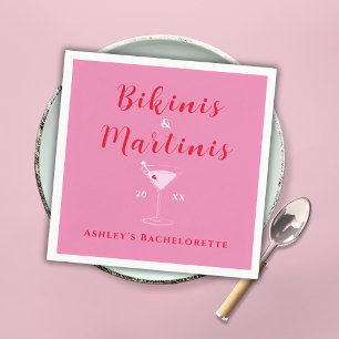 Bikinis Och Martinis Rosa & Röd Möhippa Pappersservett