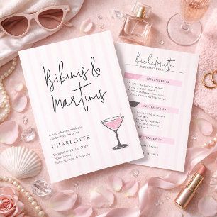 Bikinis och Martinis Rosa Systerfest Weekend Inbju Inbjudningar