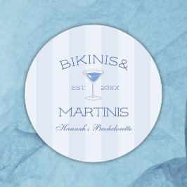 Bikinis Och Martinis Strand Möhippa Fest Runt Klistermärke