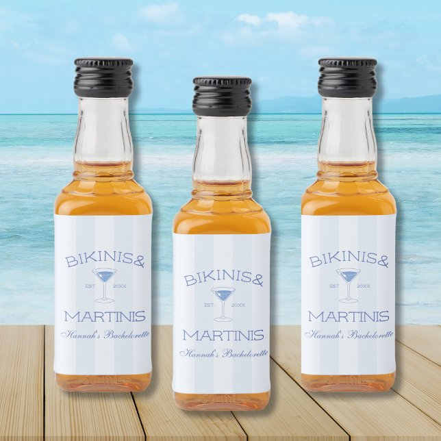 Bikinis och Martinis Strandmöhippa Spritflaskor Etikett (Bikinis And Martinis Beach Bachelorette Party Liquor Bottle Label)