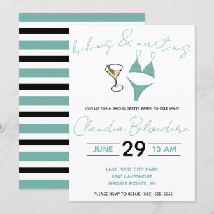 Bikinis och Martinis Thmet Bachelorette Party Inbjudningar