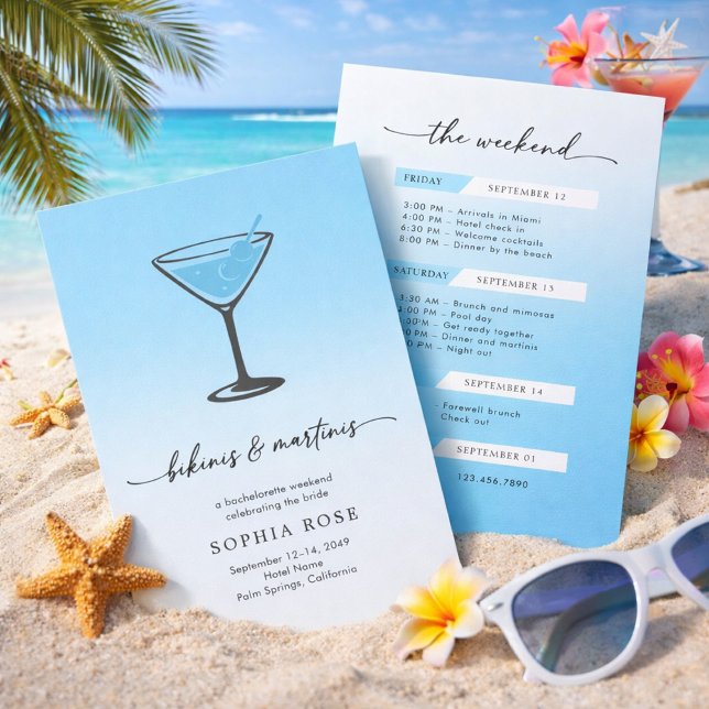 Bikinis och Martinis Tropisk Möhippa Helg Inbjudningar (Skapare uppladdad)