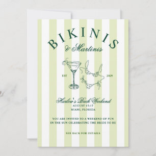 Bikinis och Martinis Vintage Möhippa Helg Inbjudningar