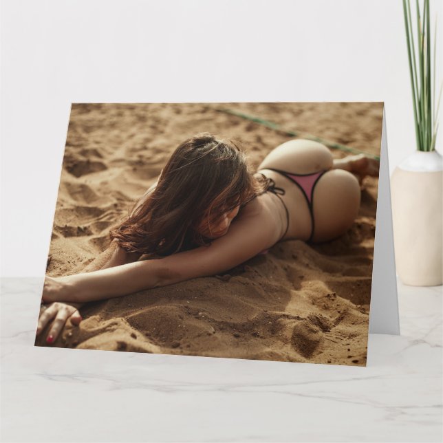 BIKINKI GIRL OVERSIZISKT BIRTHDAY-KORT FÖR HONOM KORT (Framsida)