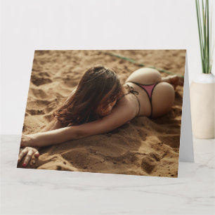BIKINKI GIRL OVERSIZISKT BIRTHDAY-KORT FÖR HONOM KORT