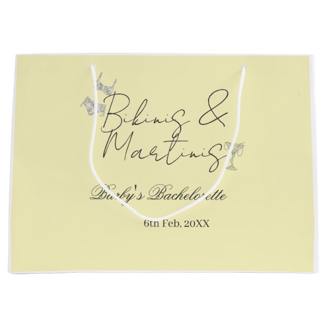 Bikins & Martinis bachelorette party yellow retro (Framsidan)