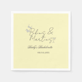 Bikins & Martinis bachelorette party yellow retro Pappersservett