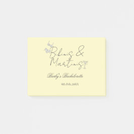Bikins & Martinis bachelorette party yellow retro Post-it Block