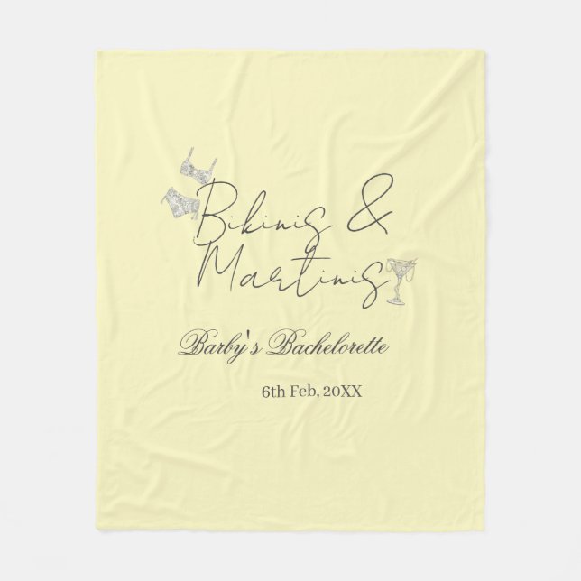 Bikins & Martinis möhipparty gult retro Fleecefilt (Framsidan)