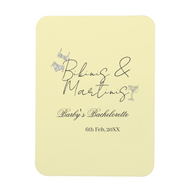 Bikins & Martinis möhipparty gult retro Magnet (Vertikal)