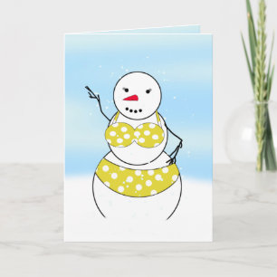 BikinTid Snömannen Bikiniflicka Helgkort