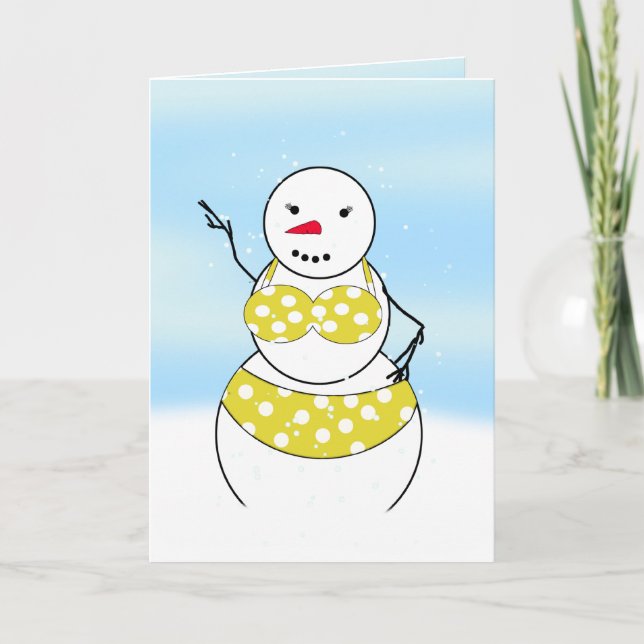BikinTid Snömannen Bikiniflicka Helgkort (Framsida)