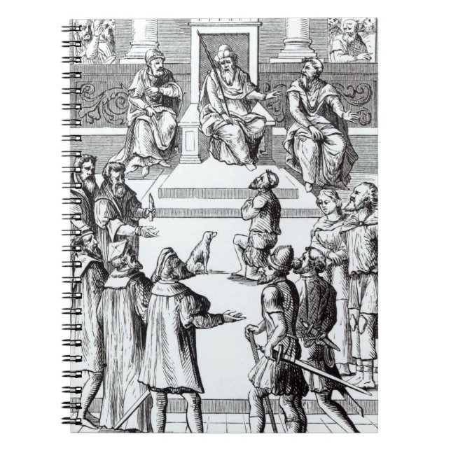 Bikten för ändrar för domstolen, efter a anteckningsbok med spiral (Framsidan)