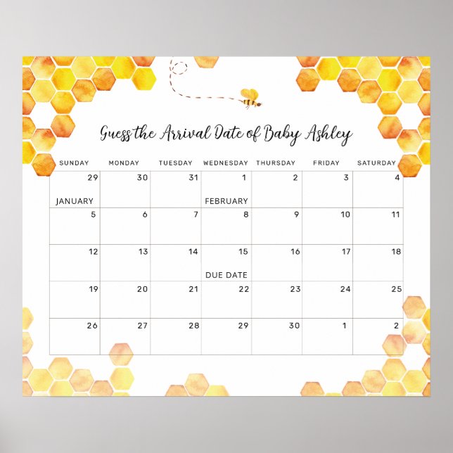 Bikula Bebis Beräknad Förlossningsdatum Kalender A Poster (Framsidan)