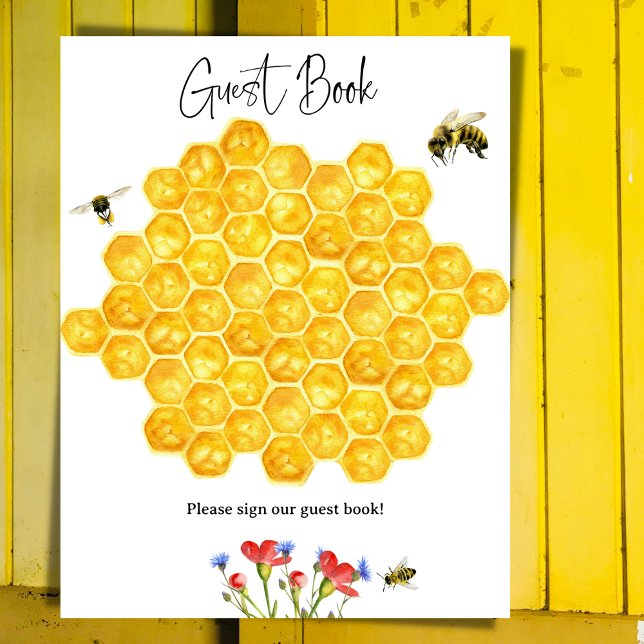 Bikupa Bee Baby Shower Gästbok Spel Affisch (Skapare uppladdad)