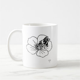 Bikupa Blommig Pollinator Linje Art Mugg