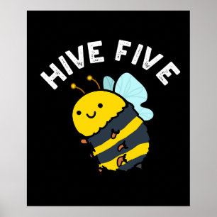 Bikupa fem konstiga, fem Bee Pun-Mörk BG Poster