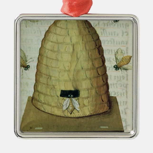 Bikupa och bin julgransprydnad metall (Framsidan)