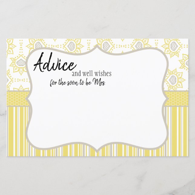 Bikupans Gult och Grått Geometric Advice Card (Framsida)