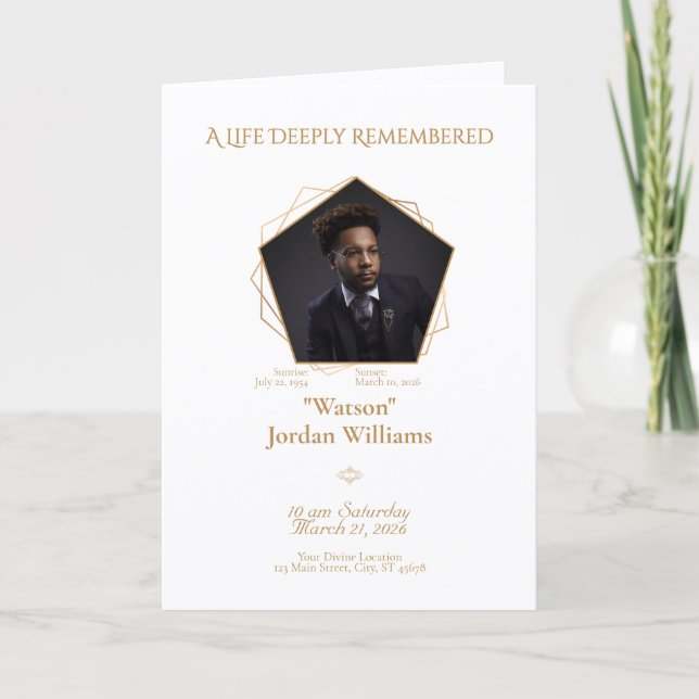 Bikupebrun text Vit bakgrund Bifold-program Inbjudan (Framsida)