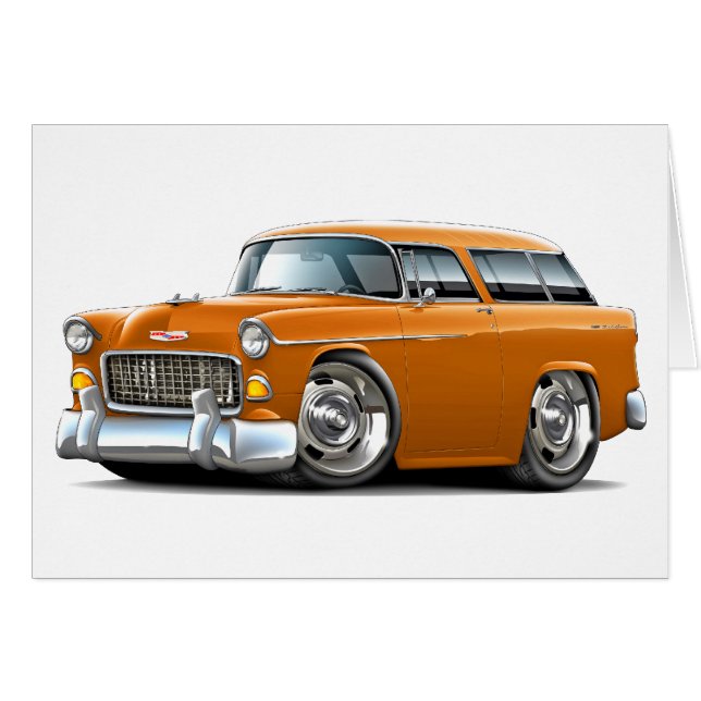Bil 1955 för Chevy Nomadorange Hälsningskort (Framsidan Horizontal)