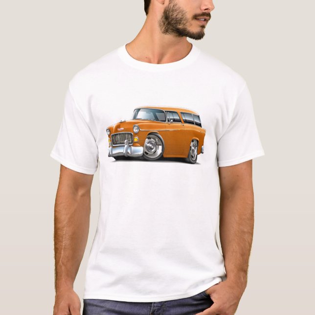Bil 1955 för Chevy Nomadorange Tee (Framsida)