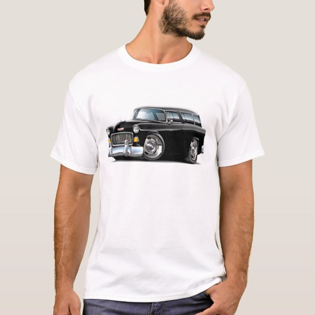 Bil 1955 för Chevy Nomadsvart Tee Shirt (Framsida)
