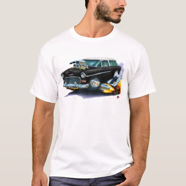 Bil 1955 för Chevy Nomadsvart Tee Shirt (Framsida)