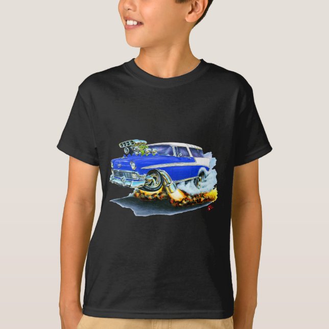 Bil 1956 för Chevy Nomadblått T Shirt (Framsida)