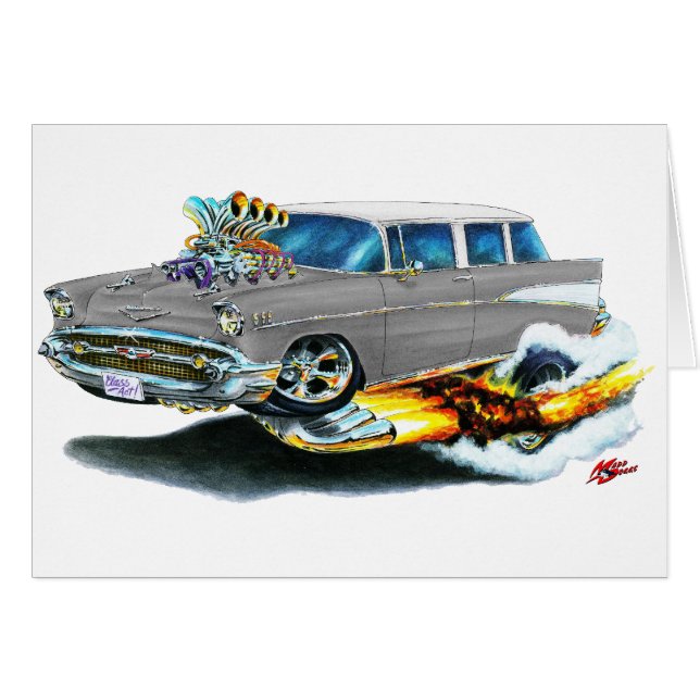Bil 1957 för Chevy Nomadsilver Hälsningskort (Framsidan Horizontal)