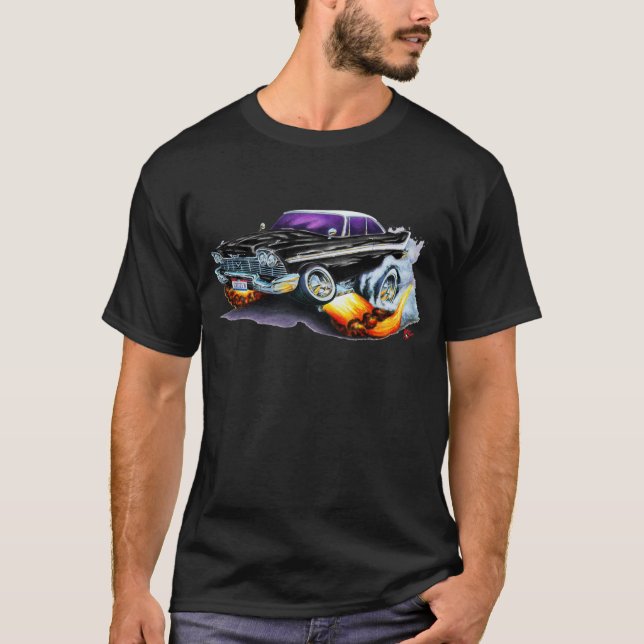 Bil 1958 för Plymouth raserisvart T Shirt (Framsida)