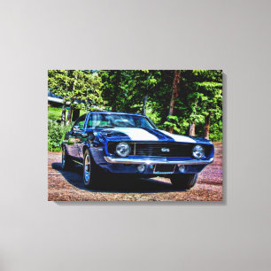 Bil 1969 för Camaro SS toppen sportmuskel Canvastryck