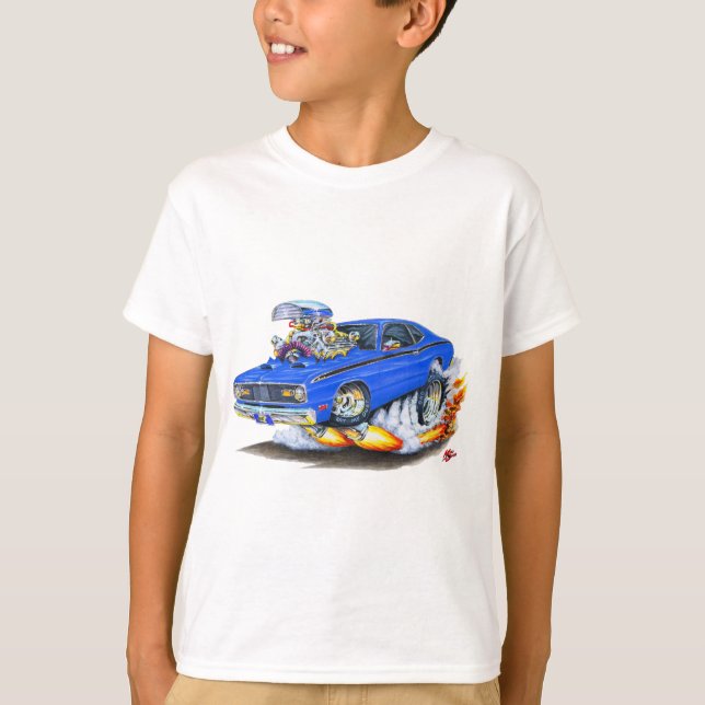 Bil 1970-74 för Plymouth dammtrasablått T-shirt (Framsida)