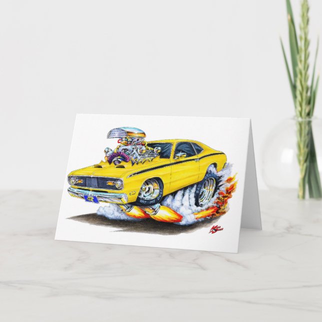 Bil 1970-74 för Plymouth dammtrasagult Kort (Framsida)