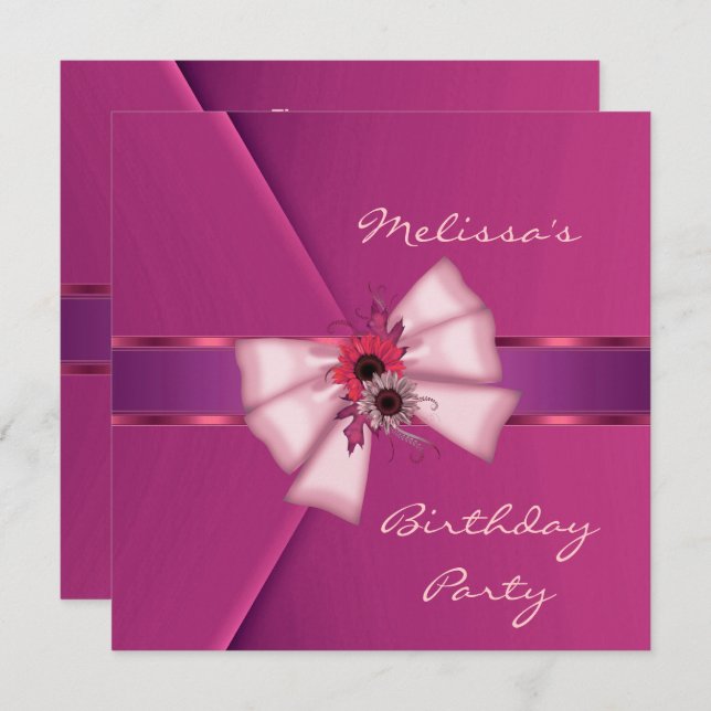 Bil 2 för inbjudan till Elegant Rosa Velvet Blommi (Fram/baksida)