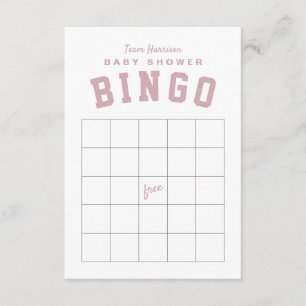 Bil baklucka tema rosa baby shower BINGO kort