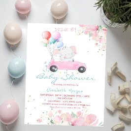 Bil Ballonger Prickar Blommig Drive By Baby Shower Inbjudningar
