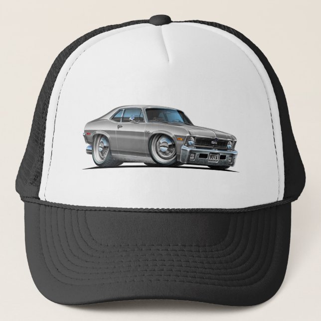 Bil för Chevy Novasilver Truckerkeps (Framsida)