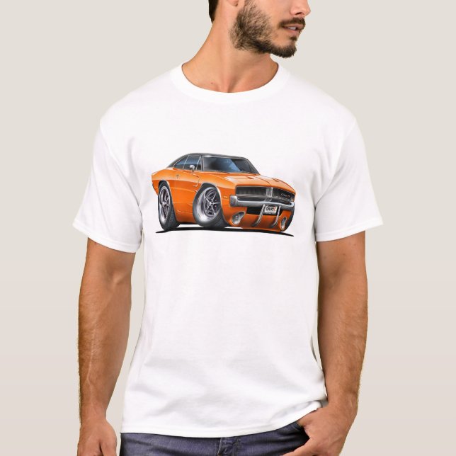 Bil för fintuppladdareorange tee shirt (Framsida)