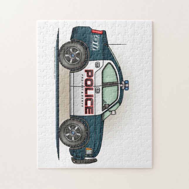 Bil för snut för polismilitärt jaktplanbil pussel (Vertikal)