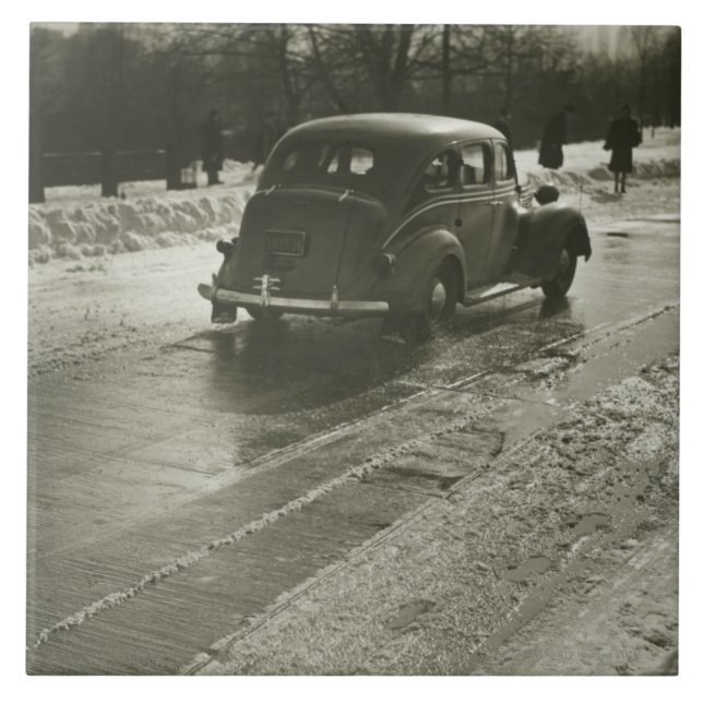 Bil på vägen kakelplatta (Framsidan)