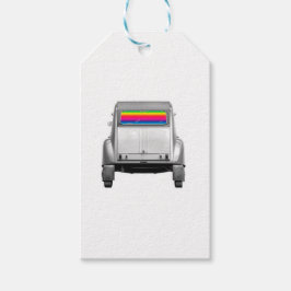 Bil + regnbåge presentetikett