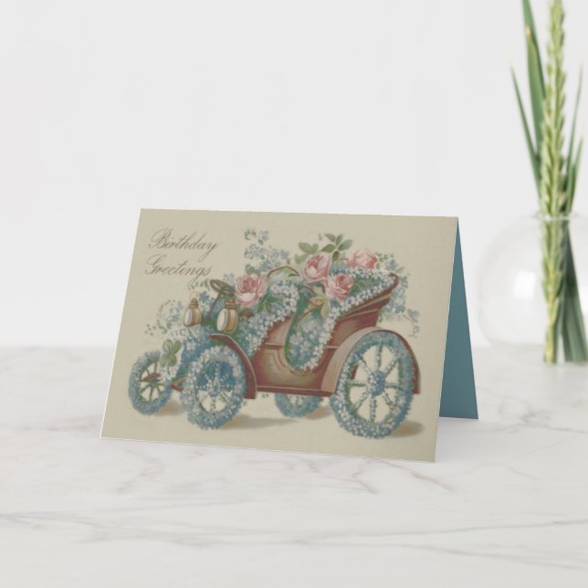 Bil Ros Glöm Mig Inte Blommig Blommor Kort (Framsida)