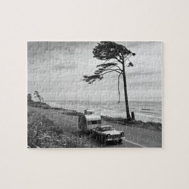 Bil som drar släpet pussel (Horisontell)