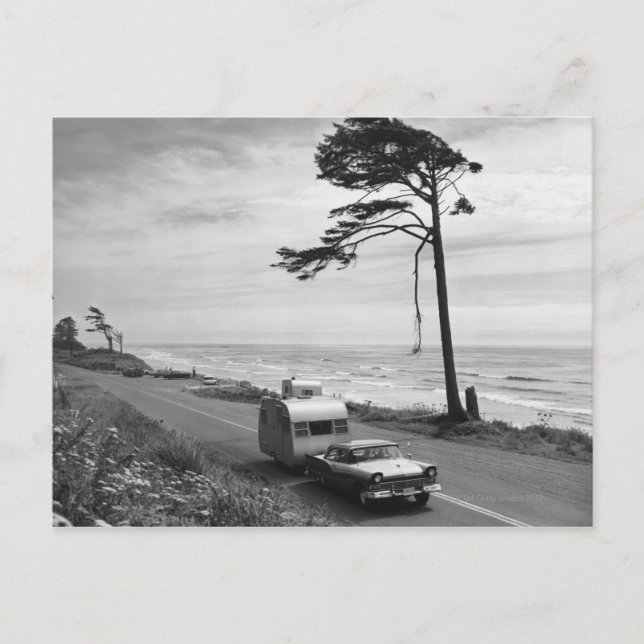 Bil som drar släpet vykort (Framsida)