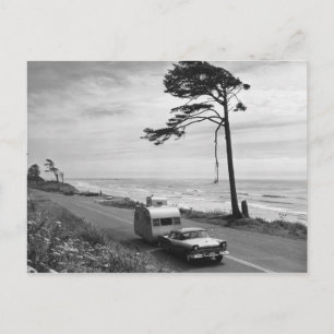 Bil som drar släpet vykort