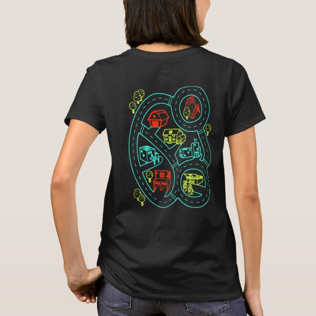 Bil Spel Mat Vägtkarta T Shirt (Baksida)