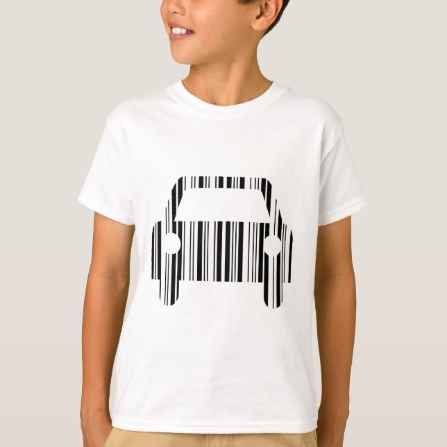 BIL STRECKKOD Bil Streckkodsmönsterdesign T-shirt (Framsida)