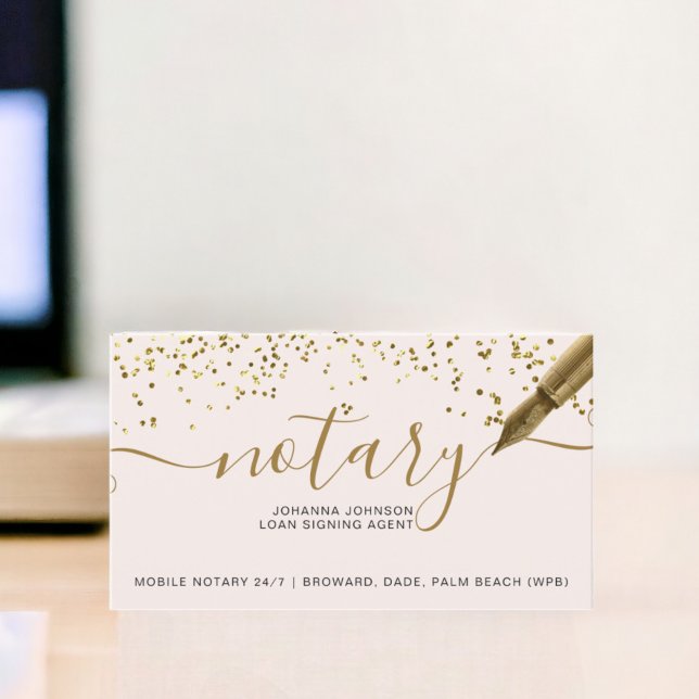 Bil-typografi för Mobile Notary chic guld Visitkort (Mobile Notary loan chic gold foil typography Business Card)